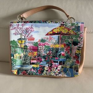 Talbots Leather Colorful Artist Garden City Tote